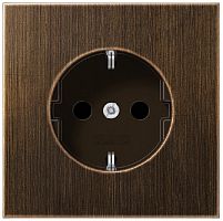 Розетка с заземлением без рамки Jung LS990 metal 1-м. шторки античная латунь картинка